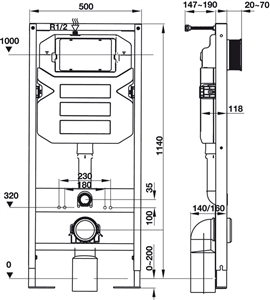 Két Nước Âm Mechanical 1140 Cho Bồn Cầu Treo Hafele 588.73.920